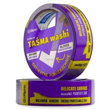 Blue Dolphin WASHI - Професійна малярна стрічка для делікатних поверхонь, 35мм х 50м, бузкова WDT_60754 фото