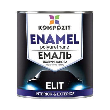 Емаль поліуретанова Elit по металу і дереву Kompozit біла глянсова 0,6 л 001808 фото