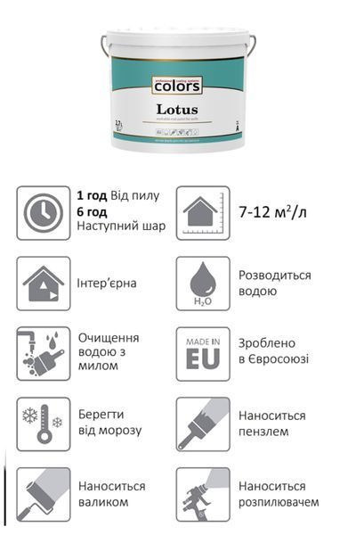 Сolors Lotus латексная краска, устойчивая к стиранию и смыванию 2,7л 5291 фото