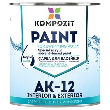 Kompozit АК-12 фарба для басейнів 0,9кг. Блакитна 001014 фото