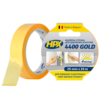 Малярна стрічка HPX 4400 Gold 25мм x 25м жовтий FP2525 фото