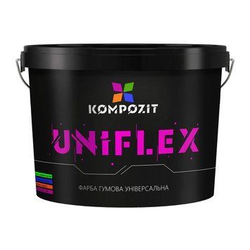 Фарба гумова універсальна UNIFLEX Kompozit білий RAL9016 0,9кг 001738 фото