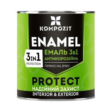 Емаль антикорозійна 3 в 1 PROTECT шовковисто-матова Kompozit Білий RAL 9016 0,75 кг 000590 фото