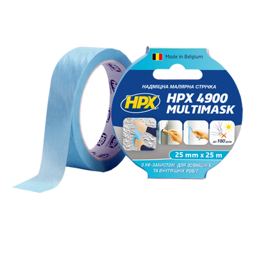 Малярна стрічка HPX 4900 Multimask 25мм х 25м блакитний EW2525 фото