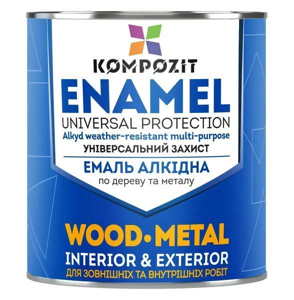 Алкидная эмаль по металлу и дереву Kompozit серая RAL 7046 матовая 0,9 кг 000443 фото