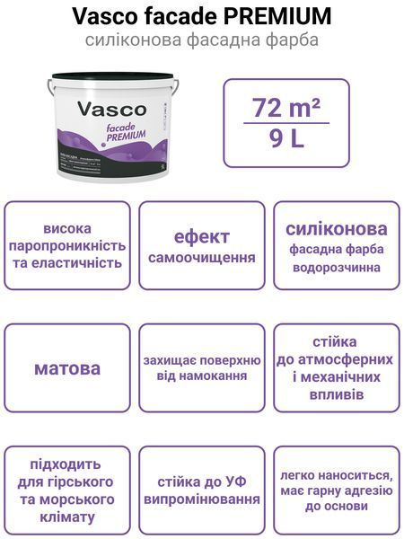 Vasco Facade Premium силиконовая фасадная краска 9л 5248 фото