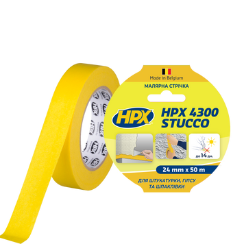 Малярна стрічка HPX 4300 Stucco 24мм x 50м жовтий MY2450 фото