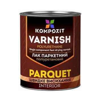 Лак паркетний поліуретановий Kompozit шовковисто-матовий 0,7л 000819 фото