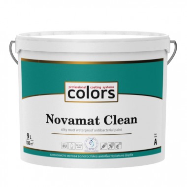 Colors Novamat Clean - шовковисто матова вологостійка антибактеріальна фарба на основі іонів срібла 9л