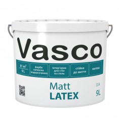 Vasco Matt Latex латексна інтер’єрна фарба стійка до миття 9л