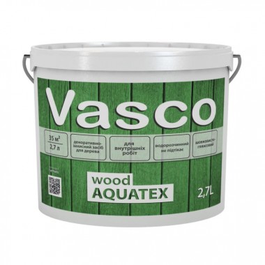 Vasco wood AQUATEX лак для дерева 2,7л. В цвете белый и прозрачный